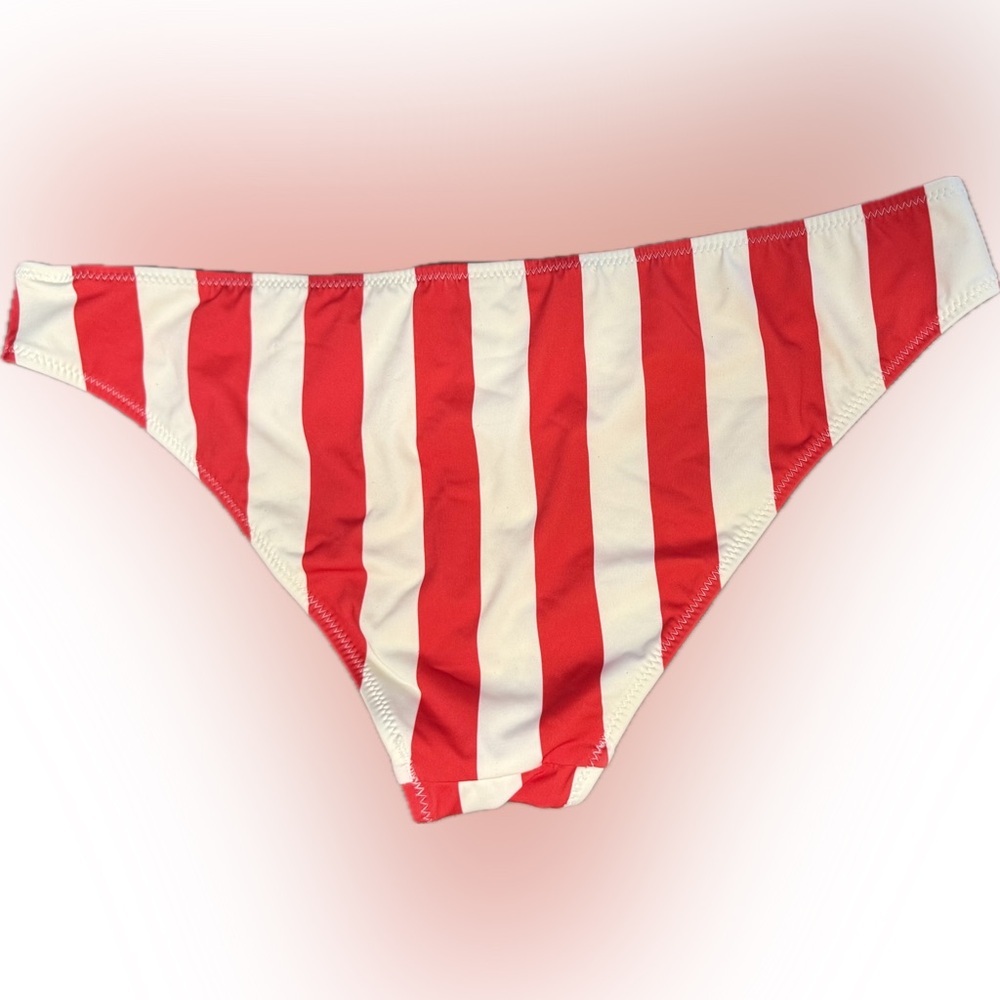 SOLID & STRIPED Bold Red and White Bikini Bottom | Sz L - Picture 2 of 3